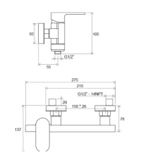 Змішувач для душу без лійки 150 мм Ravak Chrome CR 032.00/150, X070043 (виставковий зразок)