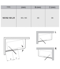 Штора для ванни Ravak 10CVS2-100 L white+Transparent 990 x 1500, 7QLA0103Z1
