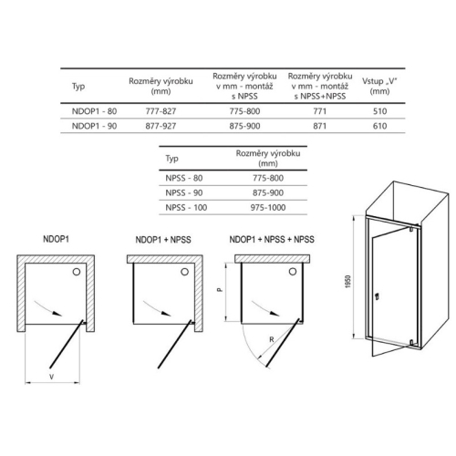 Душові двері Ravak Nexty NDOP1-90 ПОЛІР. АЛЮМ.+TRANSPARENT, 03O70C00Z1