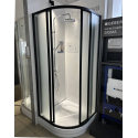 Комплект: Полукруглый душевой уголок Ravak SUPERNOVA SKCP4 - 90 Grape, стекло, черный, 3117O302ZG + Поддон Ravak GALAXY ELIPSO 90 PAN, акрил, A227701410 (Выставочный образец)