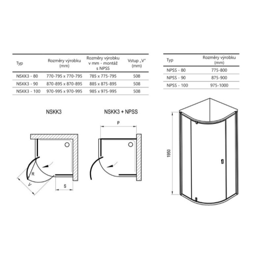 Душовий куточок Ravak Nexty NSKK3-80, БІЛИЙ+TRANSPARENT, 3O644100Z1