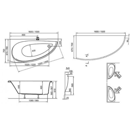 Ванна акрилова Ravak AVOCADO 150х75 см CS01000000