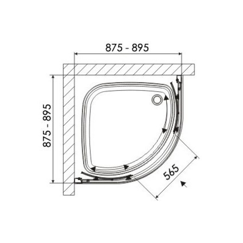 Душевая кабина X-Point XP1CP4-90 R 550 (X3B270C00Z1B) BRIGHT ALU TRANSPARENT