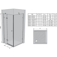Душова кабіна Ravak BRILLIANT BSDPS - 100x80 R / L Transparent, безпечне скло,  0ULA4A00Z1+0UPA4A00Z1
