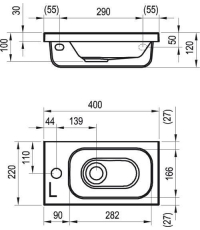 Раковина меблева Ravak CHROME MINI 400, 40x22 см, ліва, XJGL1100000