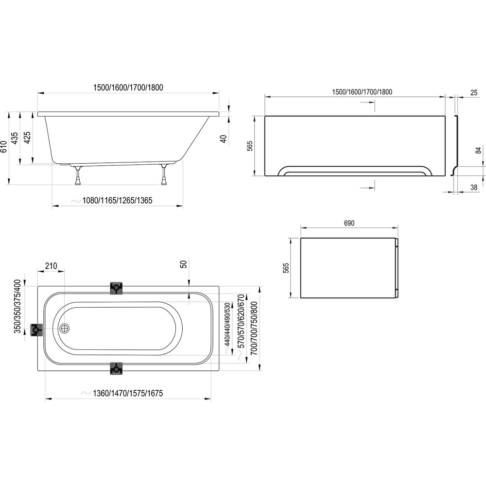 Ванна акрилова прямокутна Ravak CHROME 180х80 см CE21000000