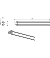 Подвійний рушникотримач, поворотний, Ravak CHROME, X07P319