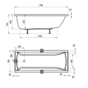 Комплект: Ванна акрилова прямокутна + Ніжки для ванни Ravak CLASSIC 170 C541000000K