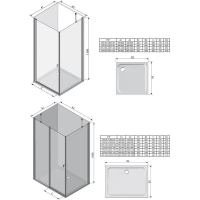 Стенка для душевой кабинки Ravak CHROME CPS - 80 Transparent, профиль сатин, стекло, 9QV40U00Z1