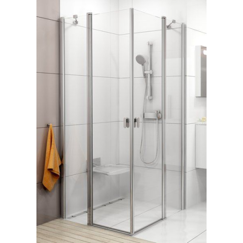 Душова штора Ravak CHROME CRV 2 - 100 Transparent, білий профіль, безпечне скло, 1QVA0100Z1