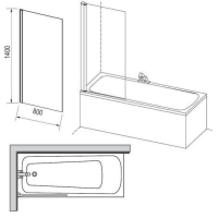 Шторка для ванны Ravak CVS1 - 80 R TRANSPARENT белый профиль, 7QR40100Z1