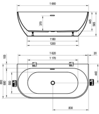 Ванна акрилова Ravak FREEDOM W 166х80 см Біла XC00100024
