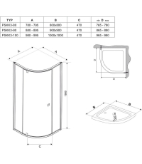 Душова штора Ravak PIVOT PSKK 3 - 90 Transparent, кутова, скло, 37677100Z1