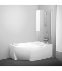 Шторка для ванны Ravak CVSK1 Rosa 160/170 L TRANSPARENT белый профиль, 7QLS0100Y1
