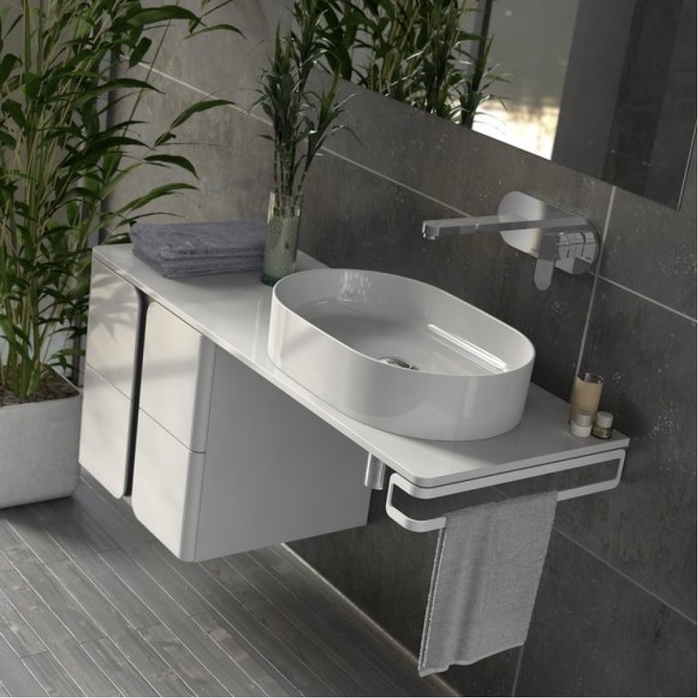 Комплект Мебели Ravak Balance SD 120 см: Тумбочка со столешницей  + Умывальник + Смеситель + Зеркало + Крепление для столешницы +  Полотенцедержатель X000001367K