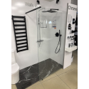 Нерухома стінка Ravak Walk-In Wall 120 + Тримач Walk In W SET-90 Wall/Corner чорний, безпечне скло, GW9WG0300Z1+GWD010003018