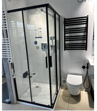Душевая кабина квадратная Ravak Blix Slim BLSRV2-90 Чёрный TRANSPARENT X1LM70300Z1 (выставочный образец)