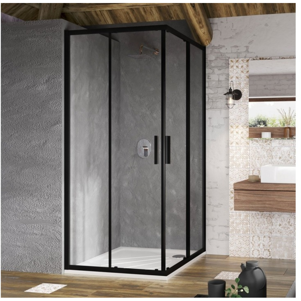 Душевая кабина Ravak Blix Slim BLSRV2-80  Черный TRANSPARENT X1LM40300Z1