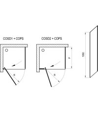 Душевая кабина прямоугольная Ravak Cool! COSD1 + COPS 90x80 Transparent, чёрный, безопасное стекло, X0VV70300Z1+X9VV40300Z1