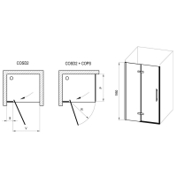 Душевые двери Ravak Cool COSD2-110 Transparent, Чёрный, безопасное стекло, X0VVDC300Z1