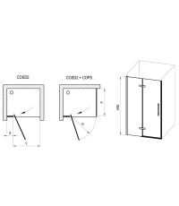 Душевые двери Ravak Cool COSD2-100 Transparent, Чёрный, безопасное стекло, X0VVAC300Z1