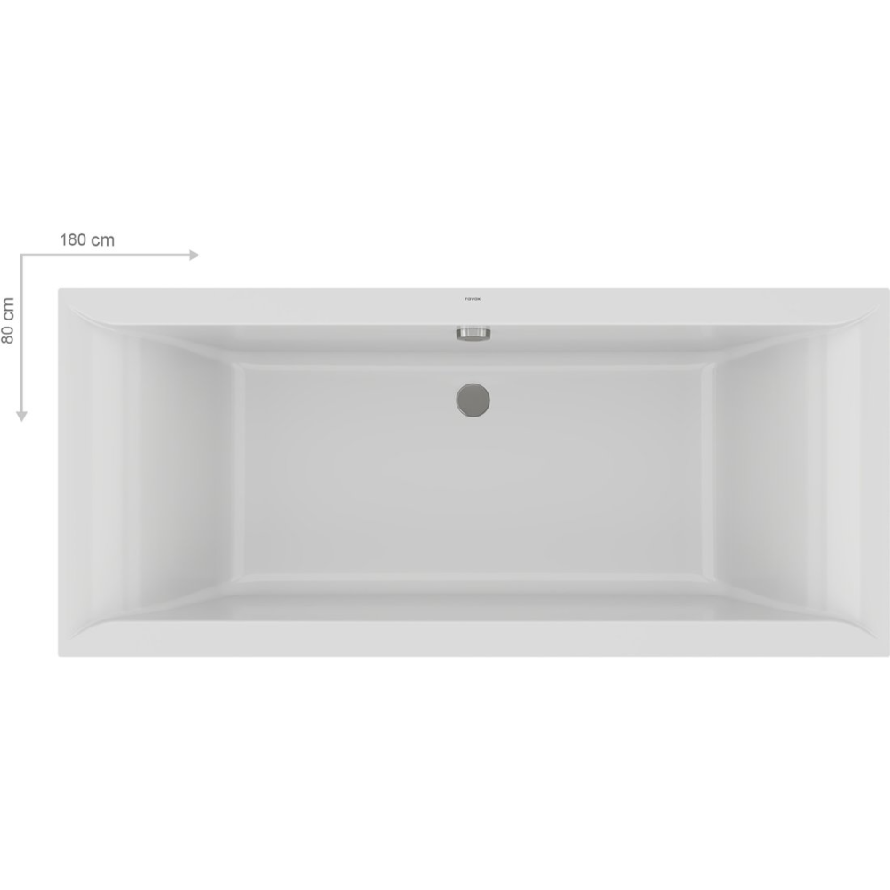 Ванна прямоугольная акриловая RAVAK Favorit 180х80 см XC00100124