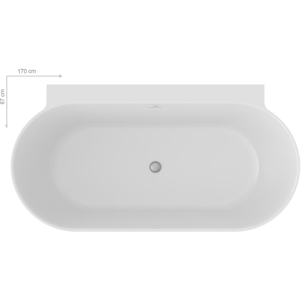 Ванна акриловая Ravak FFREEDOM Wall II TEC снежно-белая/Серая 170х87 см CC71500000