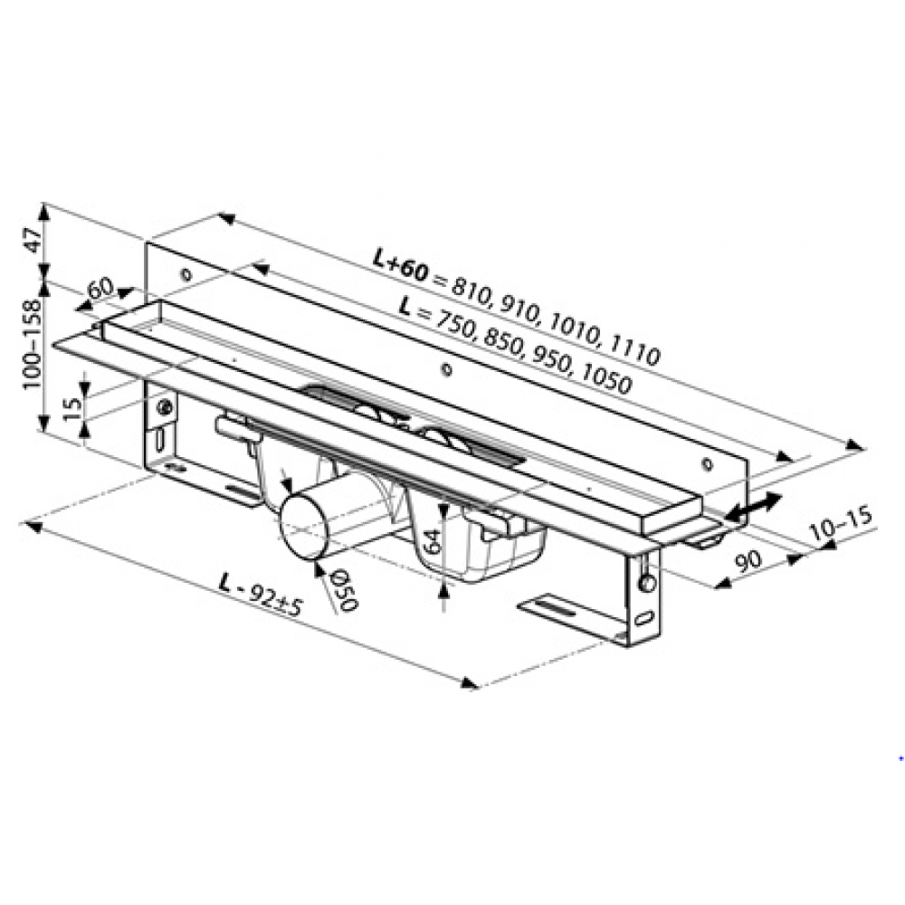 Душевой канал OZW RAVAK Chrome 950, X01630