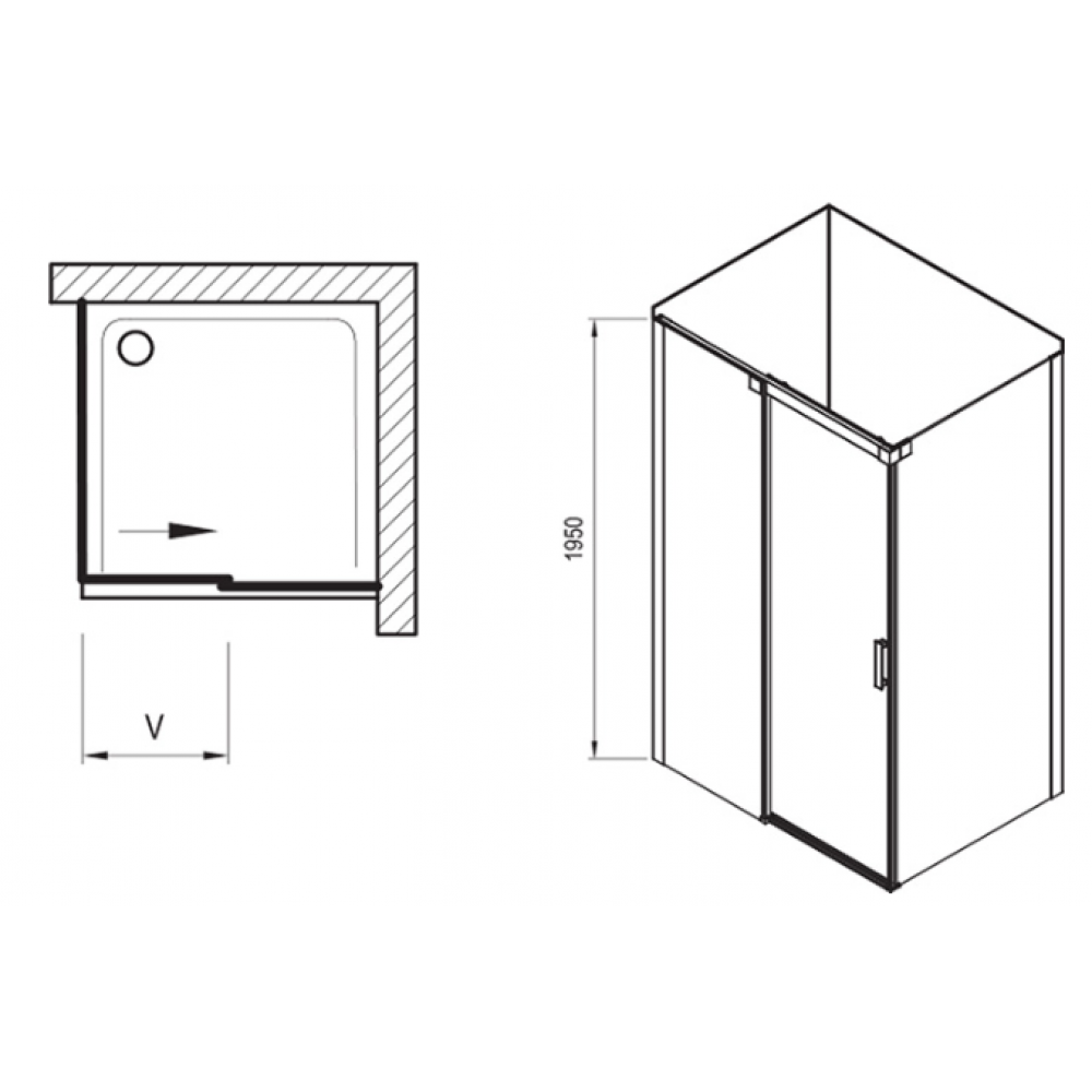 Душевой уголок Ravak Matrix MSDPS-100/100 R полированный алюминий+Transparent , 0WPAAC00Z1