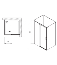 Душовий куточок Ravak Matrix MSDPS-100/100 R полірований алюміній+Transparent , 0WPAAC00Z1