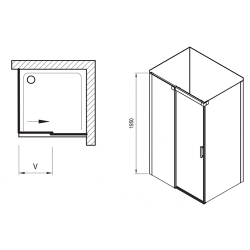 Душевой уголок Ravak Matrix MSDPS-100/100 R полированный алюминий+Transparent , 0WPAAC00Z1