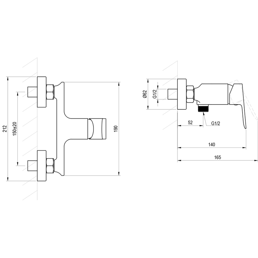 Настенный смеситель для душа Ravak Plan, X070509