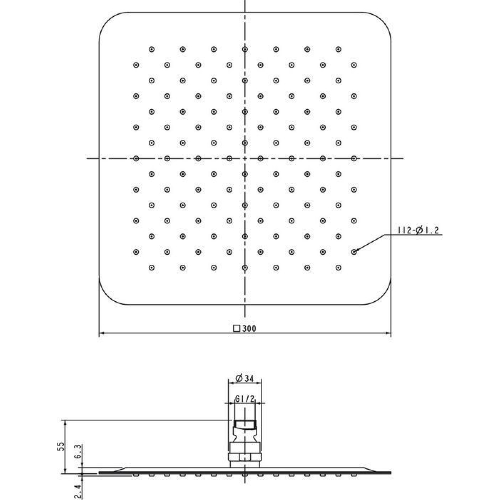 Верхний душ Slim Chrome квадратный 30 cм Ravak 982.00, X07P016
