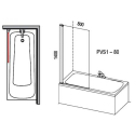  Шторка для ванни Ravak PVS1-80 TRANSPARENT чорний профіль, 79840300Z1