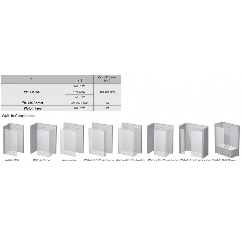 Неподвижная стенка Ravak Walk-IN Wall-100, черный безопасное стекло, GW9WA0300Z1