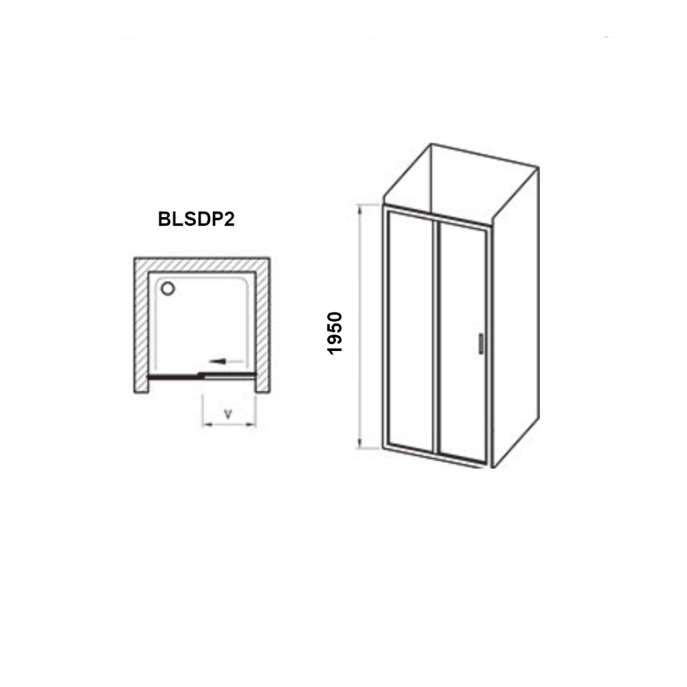  Душові двері Ravak BLIX Slim BLSDP2-120, полірований алюміній + Transparent, X0PMG0C00Z1