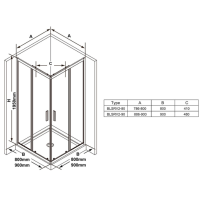 Душовий куточок Ravak BLIX Slim BLSRV2-80, полірів. алюміній + TRANSPARENT, X1LM40C00Z1