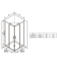 Душовий куточок Ravak BLIX Slim BLSRV2-80, полірів. алюміній + TRANSPARENT, X1LM40C00Z1