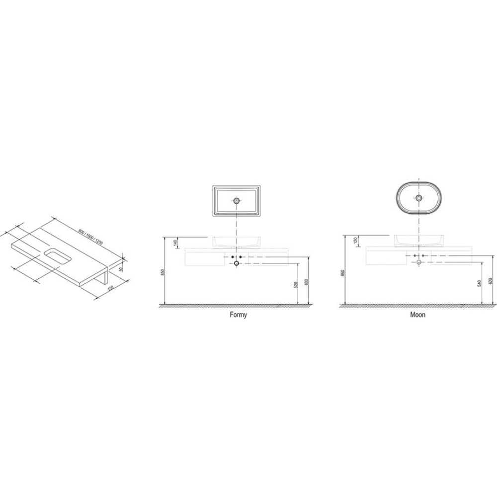 Комплект: Столешница под умывальник Ravak дуб + Раковина CREAVIT ULTRA 45 + X000000833+UL145-00CB00E-00 (выставочный образец)