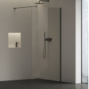 Нерухома стінка Ravak Walk-In Air Wall 120 + Тримач Walk In W SET-90 Wall/Corner чорний, безпечне скло, GW9WG0300Z1C+GWD010003018