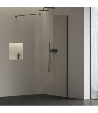 Нерухома стінка Ravak Walk-In Air Wall 120 + Тримач Walk In W SET-90 Wall/Corner чорний, безпечне скло, GW9WG0300Z1C+GWD010003018