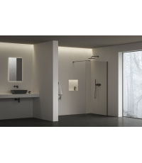 Нерухома стінка Ravak Walk-In Air Wall 120 + Тримач Walk In W SET-90 Wall/Corner чорний, безпечне скло, GW9WG0300Z1C+GWD010003018