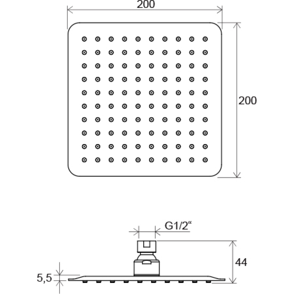 Насадка для душа квадратная 200 мм, X07P334