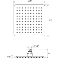 Насадка для душа квадратная 200 мм, X07P334