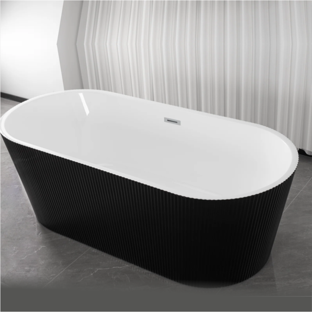 Акрилова Окремостояча ванна  Rosa 170x75x58 Чорна матова MS-03-B