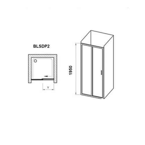 Душові двері Ravak BLIX Slim BLSDP2-100, полірований алюміній + Transparent, X0PMA0C00Z1