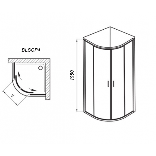 Душевой уголок Ravak BLIX Slim BLSCP4-90, полиров. алюминий + TRANSPARENT, X3BM70C00Z1