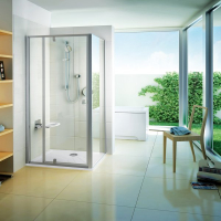 Душевые двери Ravak PIVOT PDOP 2 - 120 Transparent, белый профиль, ручка хром, безопасное стекло, 03