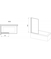 Шторка для ванни Ravak NVS1-80 TRANSPARENT чорний 7O840300Z1