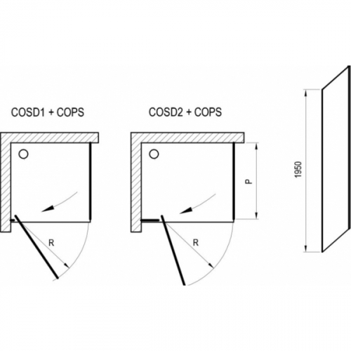 Душова кабіна квадратна Ravak Cool! COSD1 + COPS 80x80 Transparent, чорний, безпечне скло, X0VV40300Z1+X9VV40300Z1
